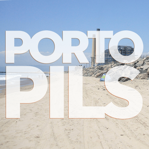 Porto Pills text over beach