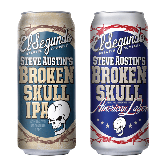 Broken Skull IPA and American Lager cans