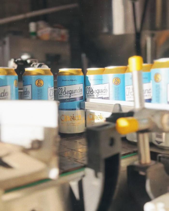 El Segundo Brewing cans being filled